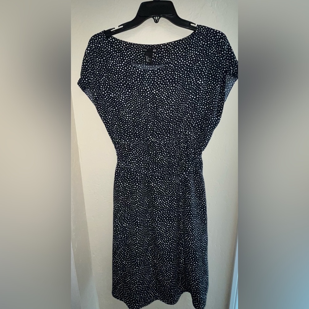 H&M Navy and White Polka Dot Dress